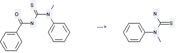 1-Methyl-1-phenyl-thiourea can be obtained by 3-Benzoyl-1-methyl-1-phenyl-thiourea.